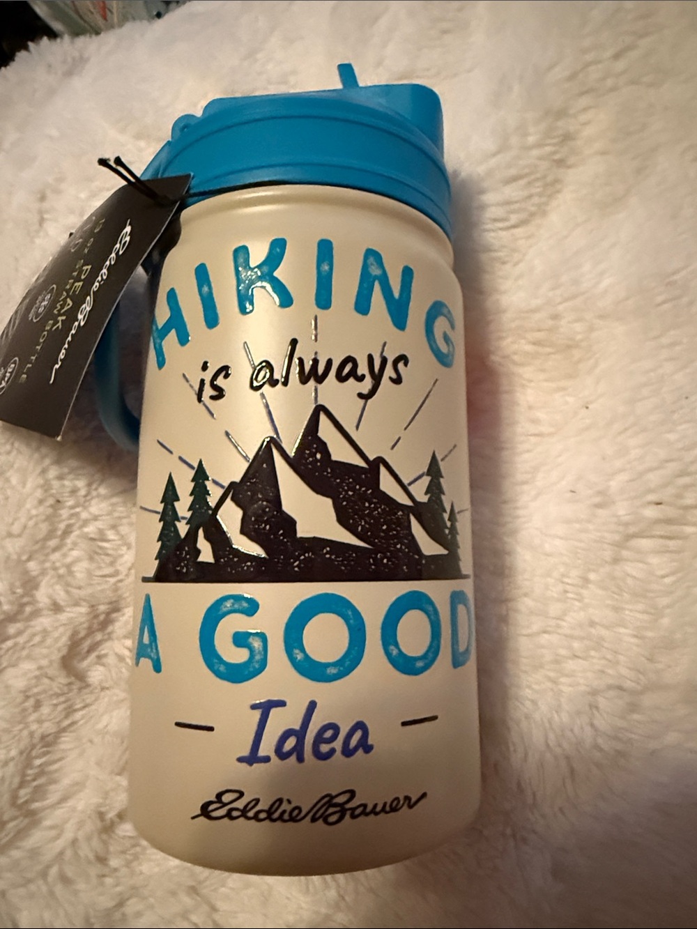 New Eddie Bauer Peak 13oz Straw Bottle "Hiking is always A GOOD Idea"